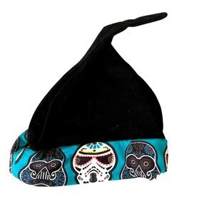Baby beanie 6 m Day of the Dead Black & Teal Skull Print Hat Dia De Los Muertos
